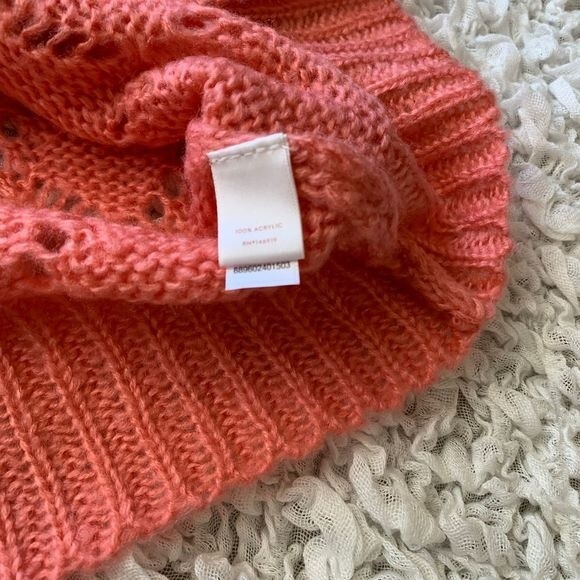 LC Lauren Conrad coral sweater women Long sleeve cowl neck knit sweater size S - Picture 9 of 10
